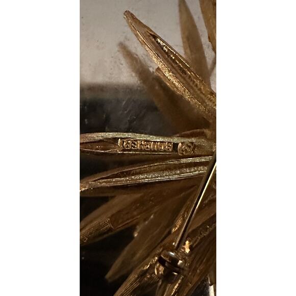 Vintage Marcel Boucher Brooch Signed Goldtone Starburst Pin, 1950s Mid-Century - Picture 3 of 5